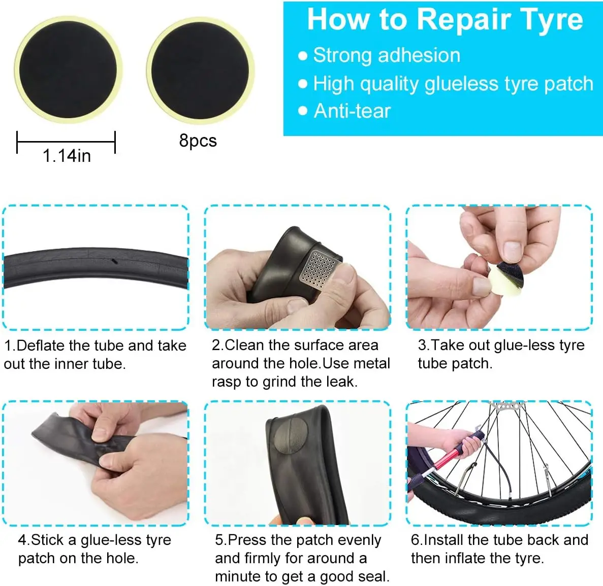 Bike Repair Kit Bike Tire Repair Tool Kit Contains 16-in-1 Tool 120Psi Mini Bicycle Pump, Bicycle Tire Patch Kit Used for Mounta