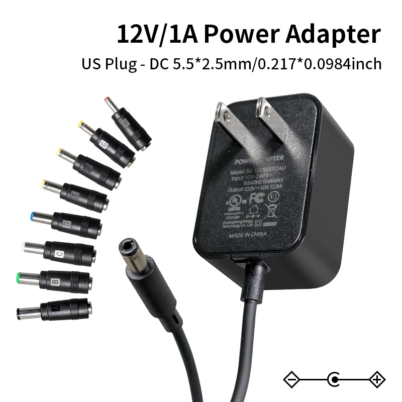 12V 1A Power Adapter AC100-240V to DC12V 1000mA Transformer with Female Connector, 12W AC/DC Power Supply for CCTV Camera Router