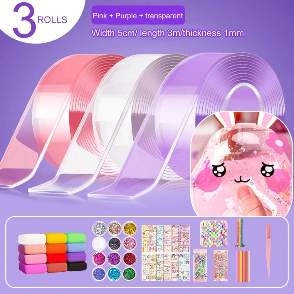 Nano Bubble Tape Multipurpose Blowable Tapes Reusable Nontoxic High Sticky Transparent Double-sided Adhesive for Home-appliance