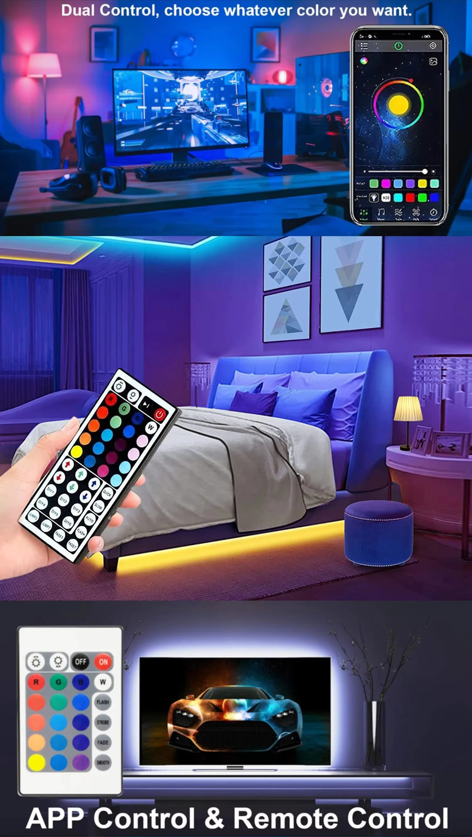5V USB LED-Lichtstreifen für Räume mit App-Steuerung, flexibles Band 5m/10m/20m, LED-Band für Raum- und Schlafzimmerdekoration – Detail 2