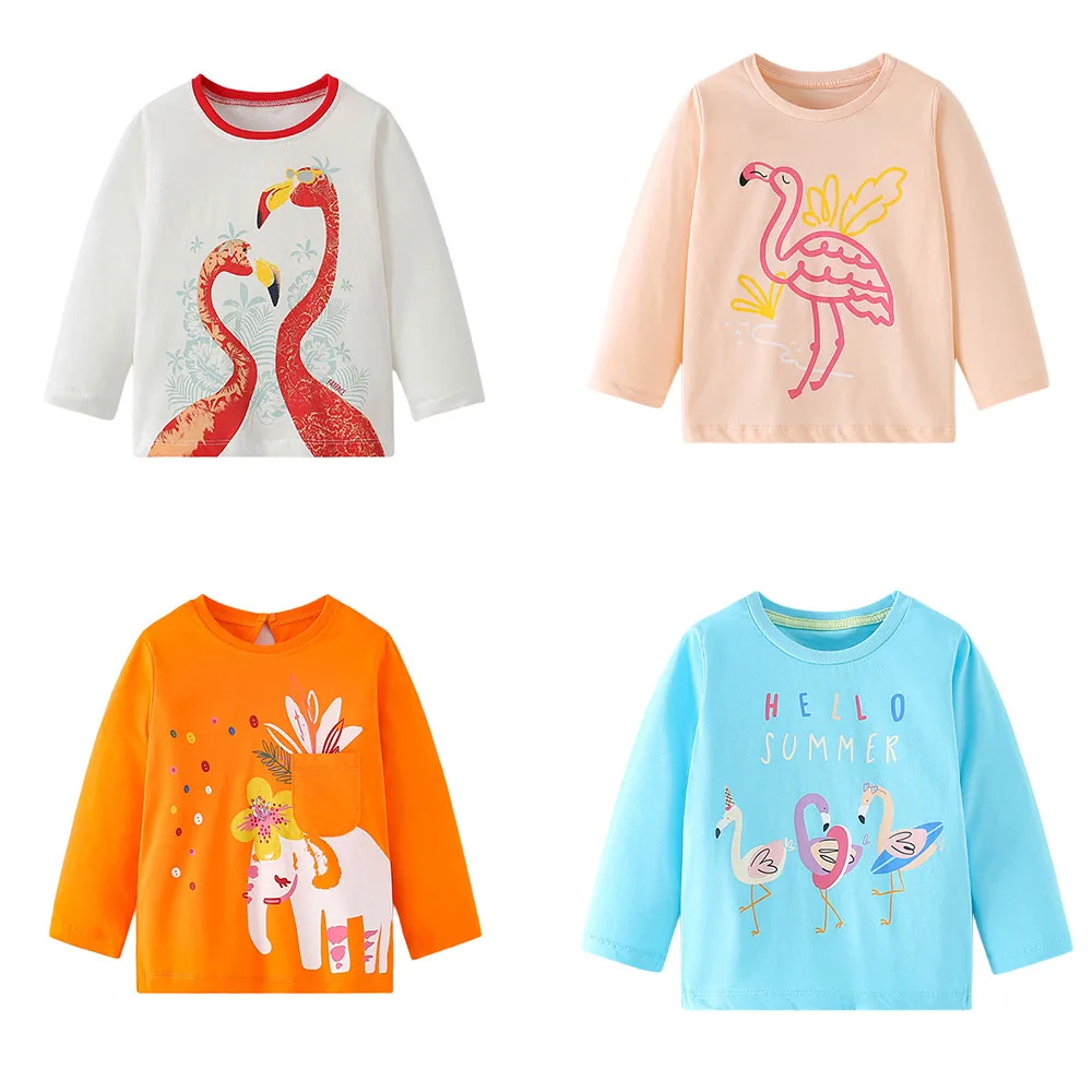 Springen Meter kinder T Shirts Baumwolle Tiere Katzen Druck Baby Kleidung Lange Hülse Herbst Kinder Tees Tops Mode Mädchen tragen – Detail 2