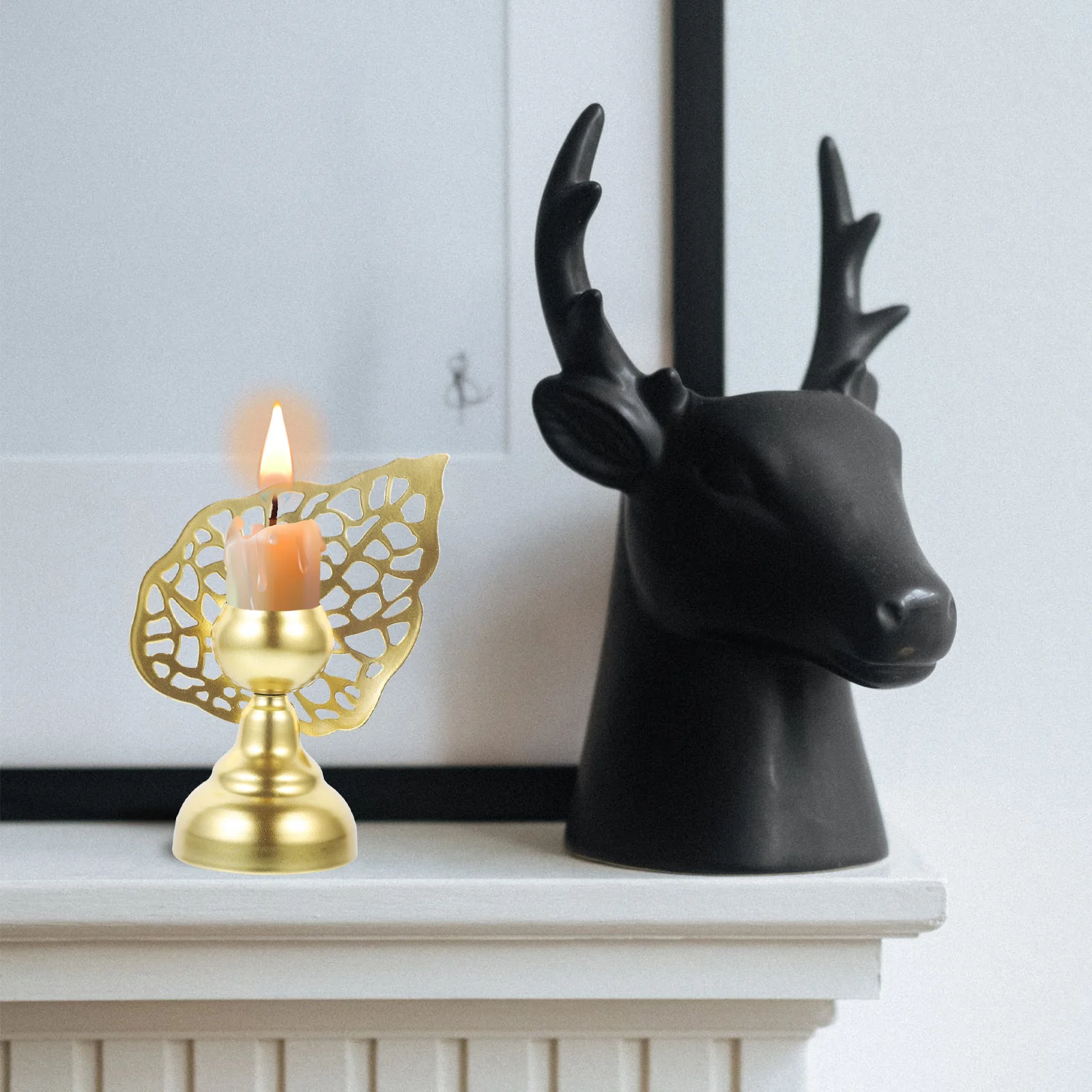 

Iron Taper Holder Retro Metal Candlestick For Tabletop Decor Wedding Party Home Decoration Stand