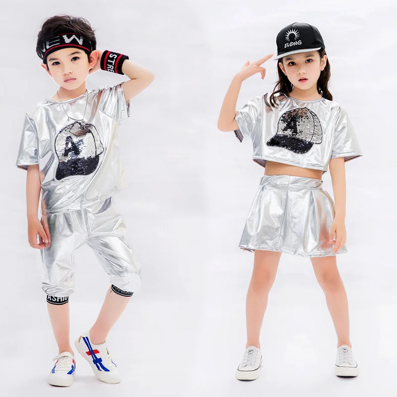 Children\'s Jazz Dance Costume Hip-hop Street Dance Suit Children\'s Day Stage Performance Set Boys and Girls\' Jazz Clothing