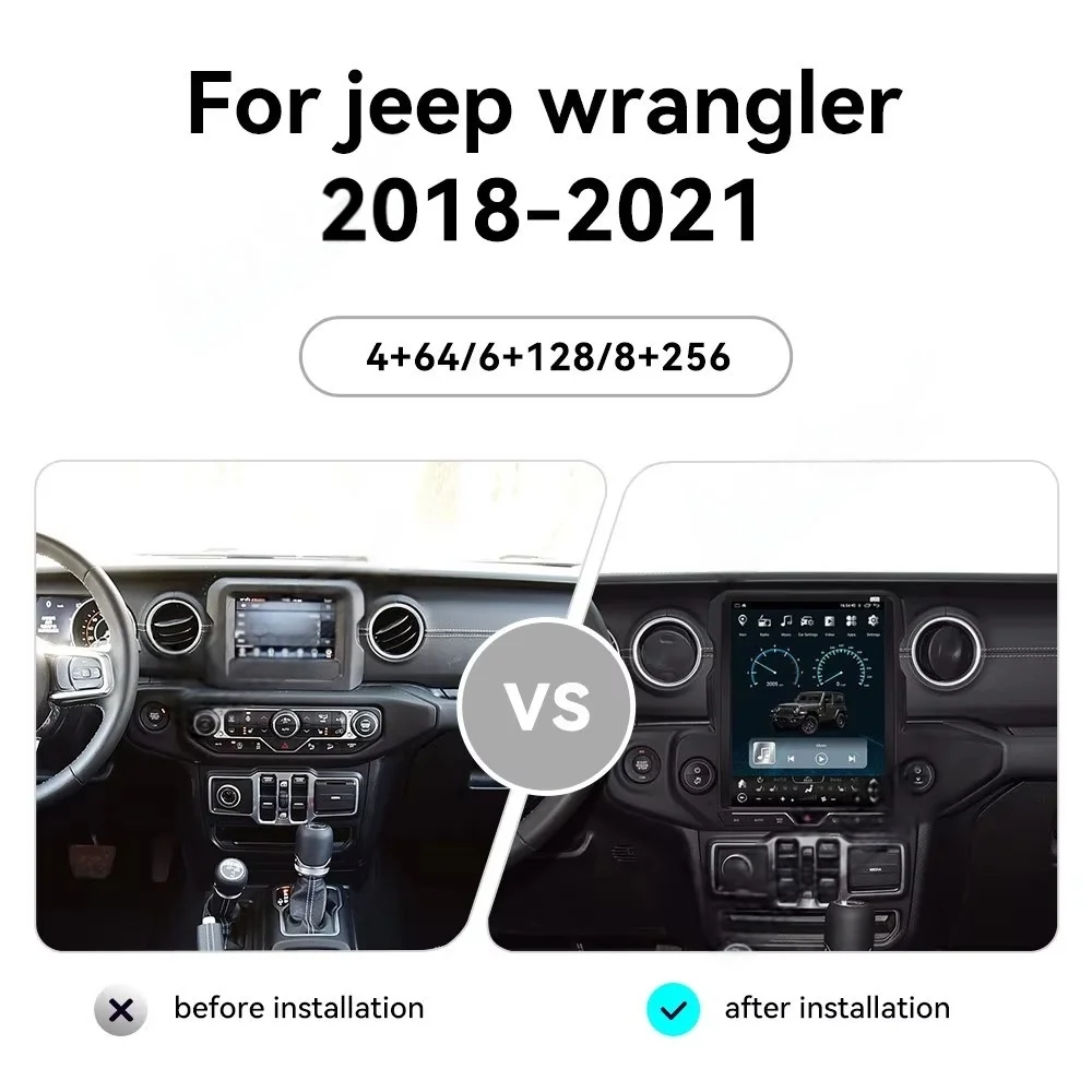 

Автомобильный радиоприемник Android 13, для Jeep Wrangler 2018-2024, автомобильный мультимедийный видеоплеер, GPS-навигация, беспроводной стерео головное устройство Carplay