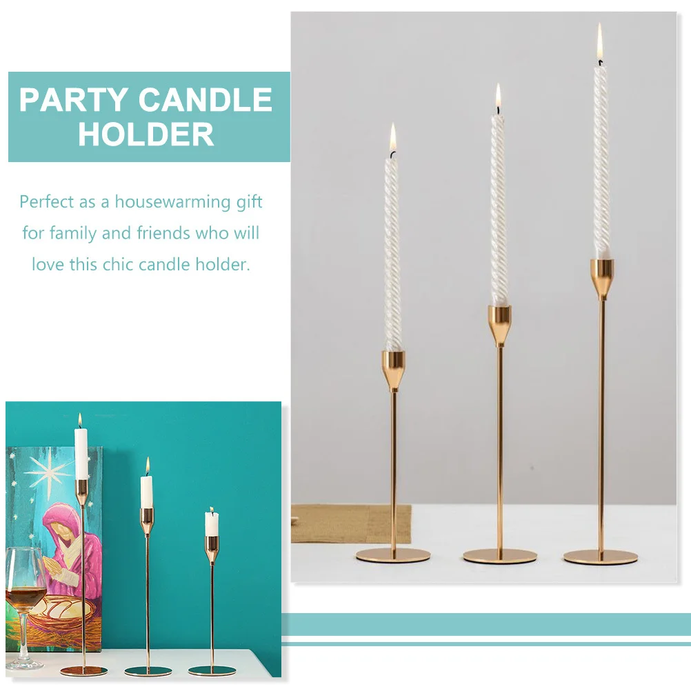 

3Pcs Metal Holder Elegant Decorative Centerpiece for Dinner Party Wedding Home Gift Holder Pillar Candles Holders
