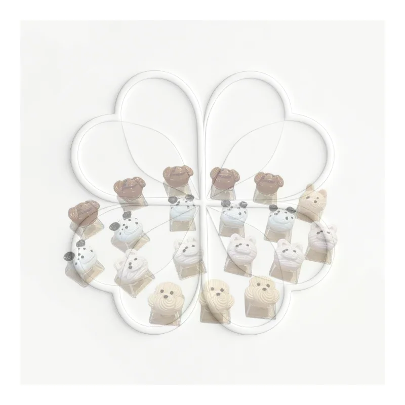 Cute 3D Animal Keycaps 10PCS DIY Creamy Style Cross Shaped Universal Fit for Office Mechanical Keyboard Desktop Decor
