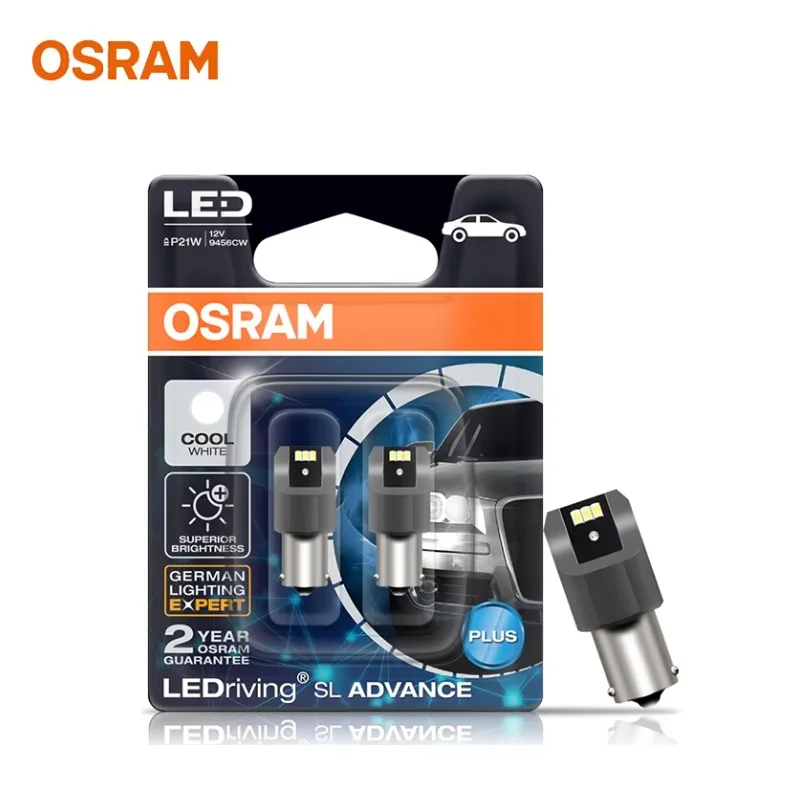 OSRAM S25 Upgrade LED Signal Light 9456CW_White 12V 2.5W 1156 P21W LEDriving SL Advance LED Car Bulb Brake Position Stop Lamp 2X