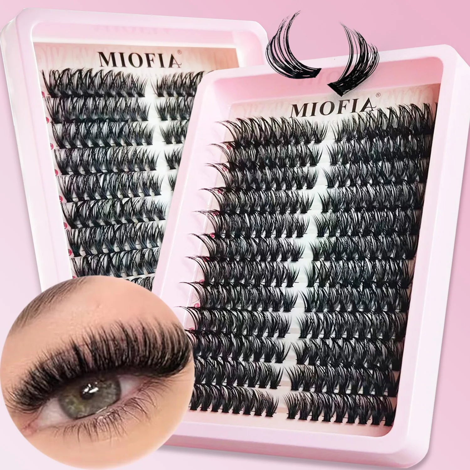 MIOFIA 5D Flauschige Cluster-Wimpern 30D-150D Dicke Einzelwimpern-Cluster 10-18mm Natürlicher Look Wiederverwendbare DIY-Wimpernverlängerungen – Detail 7