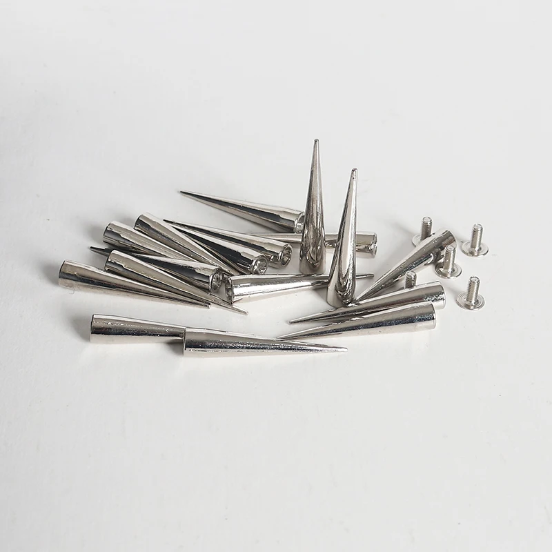 50 Sets 7 x 38 mm Silber Punk Spike Zinklegierung Kegel Spots Nieten Lederhandwerk Nieten Bullet Spikes für Leder – Detail 4