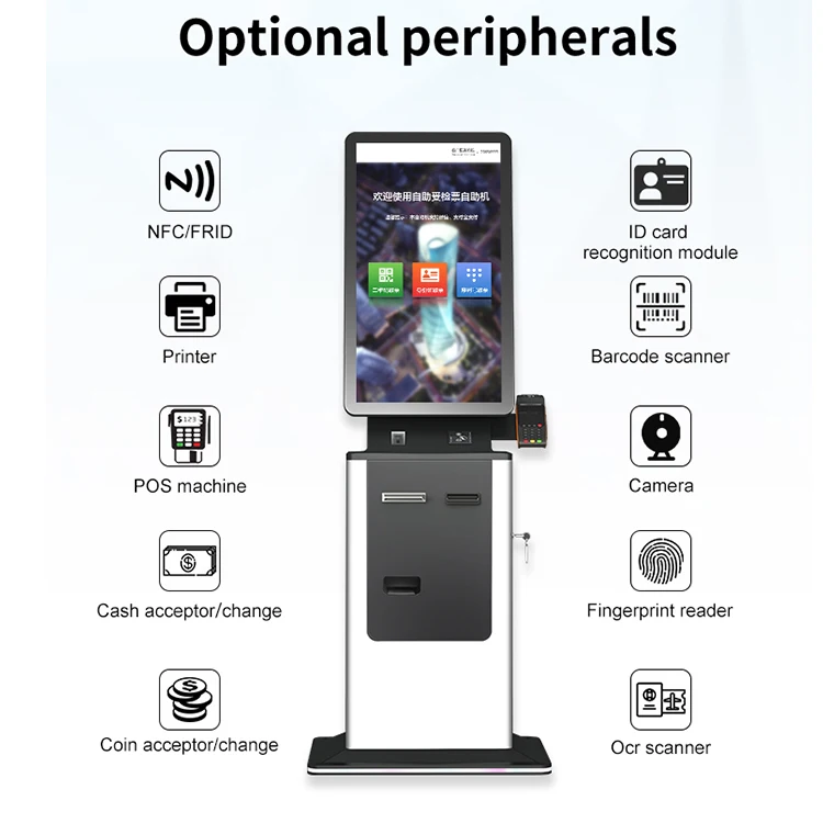 Crtly Indoor Atm Payment Kiosk Currency Cash Exchange Machine Self Service Touch Screen Ticket Printer Hotel Check In Kiosk