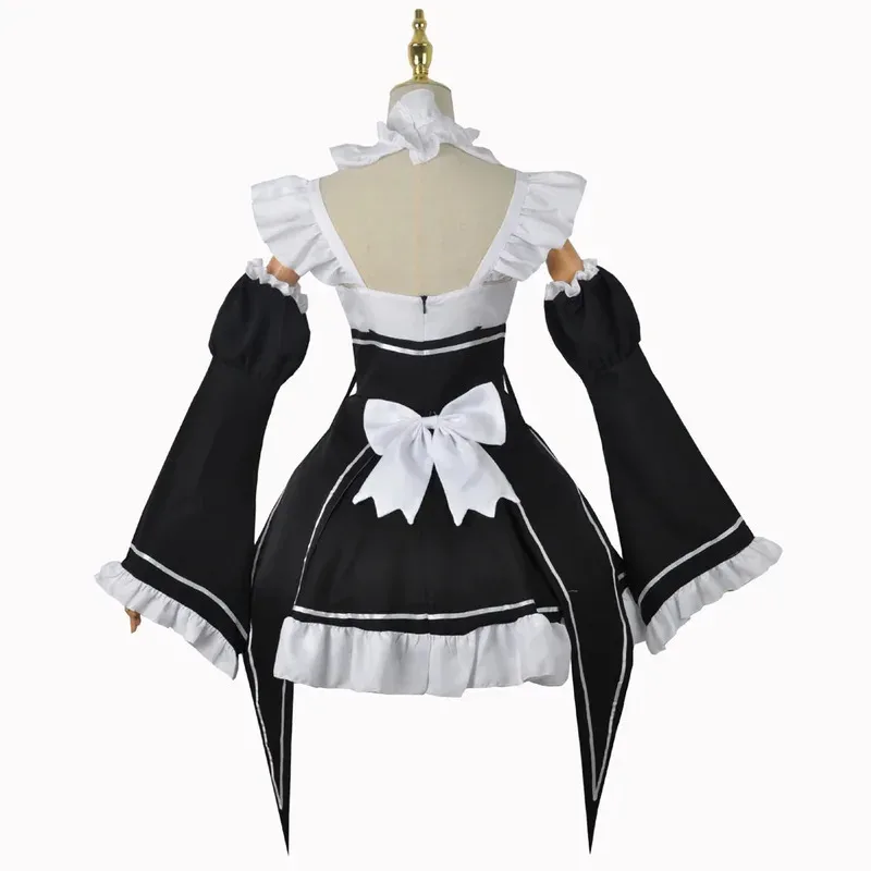 Siis 2233Rem Re0 Re:zero Kara Hajimeru Isekai Seikatsu Rem Ram disfraces Cosplay Kawaii vestidos negros mucama Hallo
