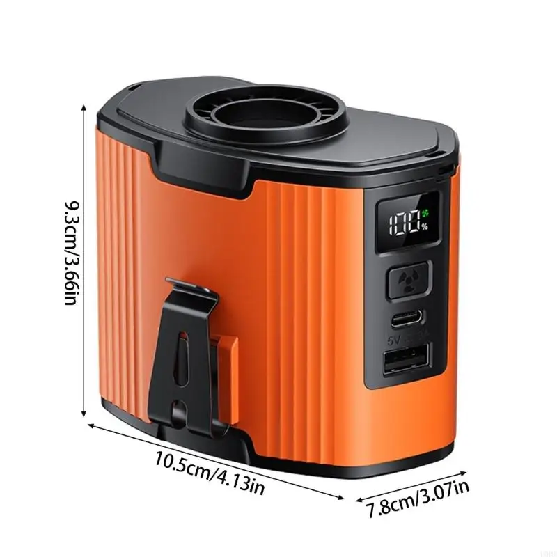 مروحة سفر بقدرة 12000 مللي أمبير في الساعة، مروحة خصر ذات نسيج ABS مناسبة للسفر والتخييم في الهواء الطلق