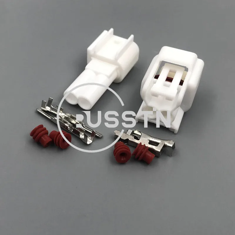 1 Set 2 Pin Car High Voltage Pack Ignition Coil Socket AC Assembly White Cable Harness Sealed Connector FW-C-2F-B FW-C-2M-B