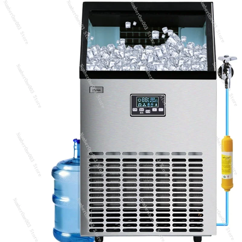 

Ice Maker Commercial Large Milk Tea Shop 80/ 90kg Coffee Small Fully Automatic Cube Ice Making Machine