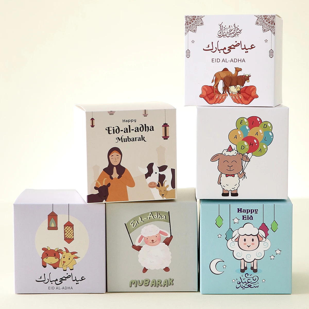 12-Piece Eid Al Adha Gift Boxes - Mini Candy and Snack Gift Bags - Cute Sheep and Balloon Designs - Festive Celebration Party Supplies - Perfect for Chocolates, Small Gifts, and Eid Al Adha Decorations