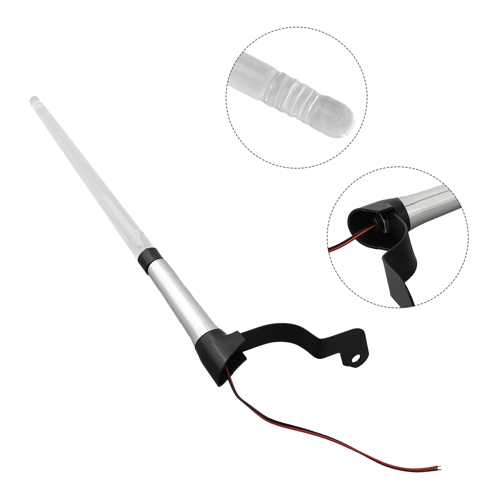 Car Flag Pole Light Antenna Designed for 12V Systems Providing Dual Functionality as Radio Receiver and Illuminated Marker
