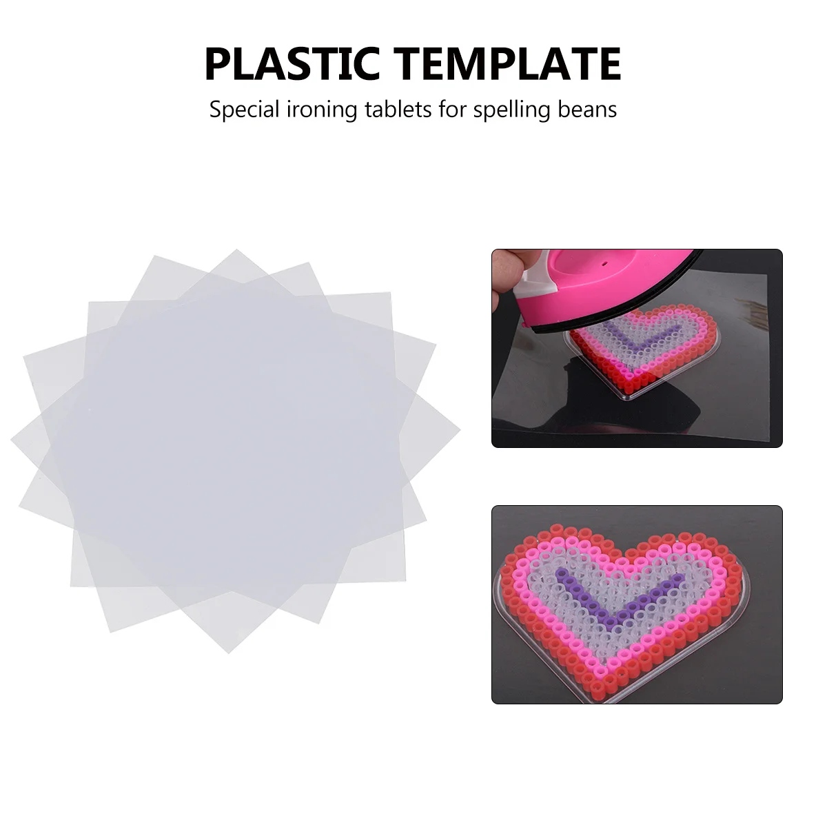 

20Pcs Plastic Beads Template Transparent Ironing Papers Reusable Safe Material Kids DIY Crafts Imagination Building