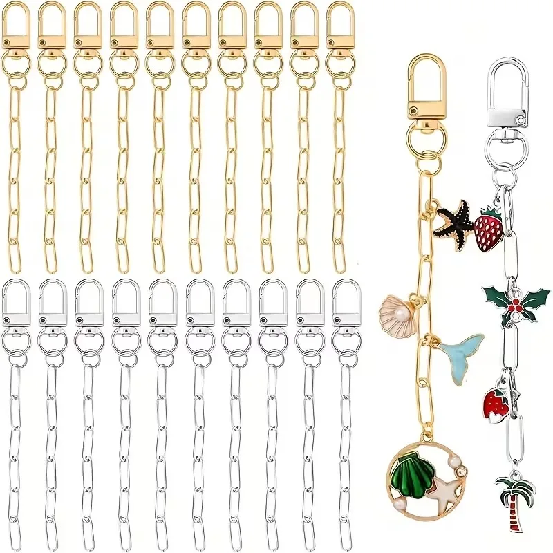5-50PCS DIY Extended Chain Drip Oil Jewelry Making Pendant Keychain Making Kit Metal Plated with Key Ring New Type Chain