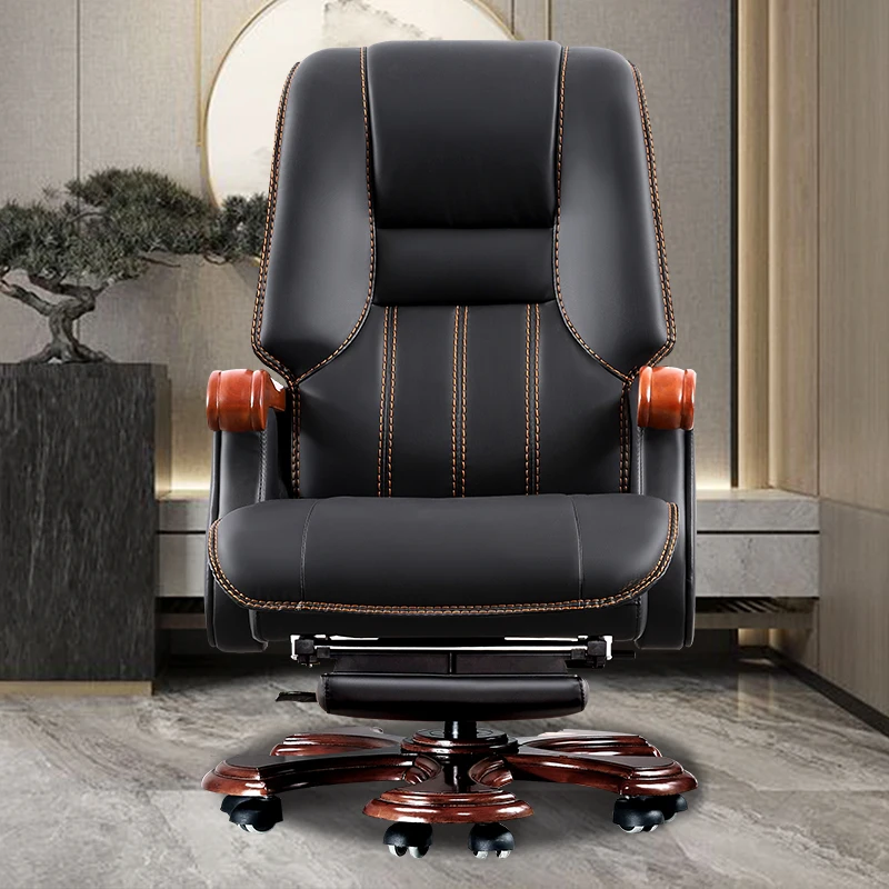 

Business Leather Office Chair Ergonomic Wood Design Footrest Office Chair Massage Computer Cadeira De Escritorios Furniture