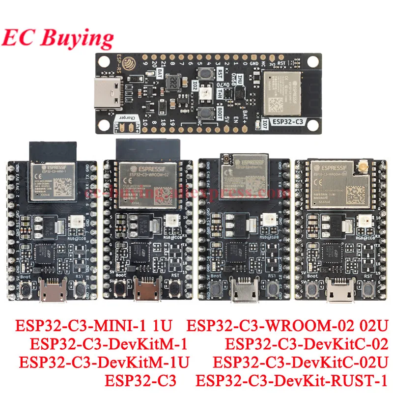 ESP32-C3-DevKitM-1 1U DevKitC-02 02U ESP32-C3-MINI-1 ESP32-C3-DevKit-RUST-1 ESP32-C3 Development Board WiFi BLE Wireless Module