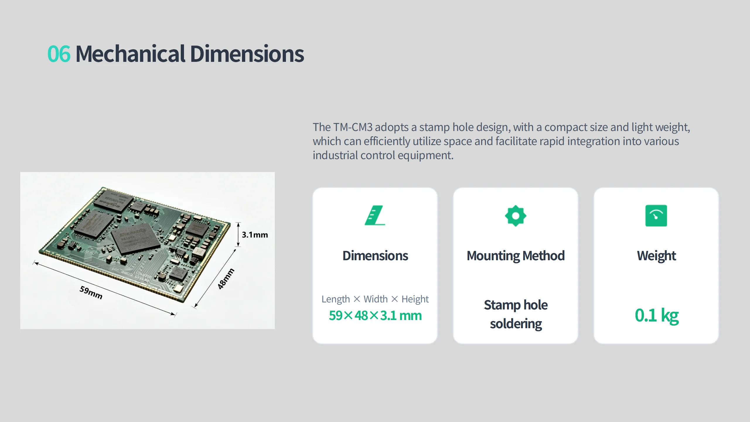 TM-CM3 RK3566 Core Board Modul 200 Pin Stanzloch-Design 2G/4G Optional DDR 32G EMMC Integriertes Gigabit PHY Open Source für Em – Detail 6