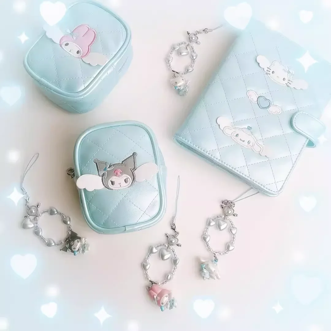 2024 Sanrio Dream Angel Wings Series 2 Melody Kuromi Cinnamoroll Kitty Pendant Cell Phone Chain Album Card Holder Anime Toy Gift