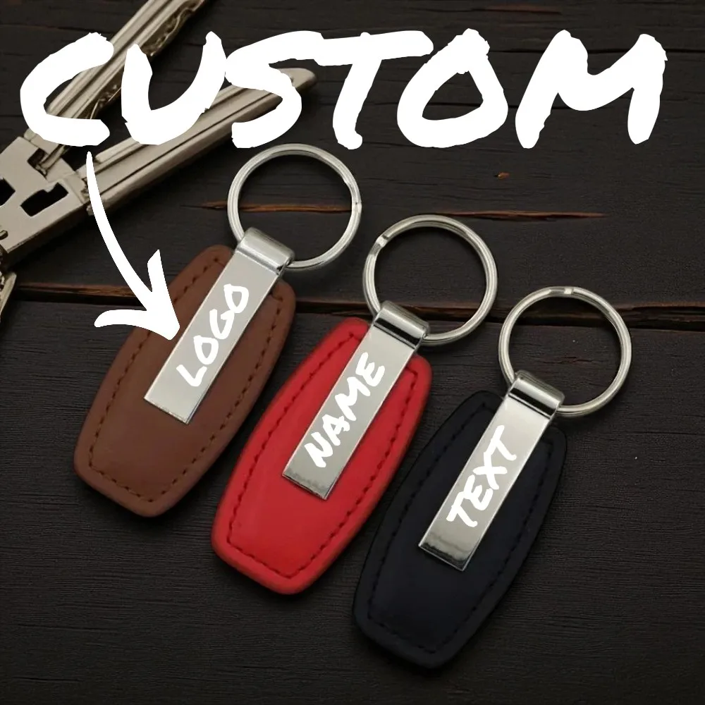 

1PC Custom Logo Name Metal Leather Keyring Spot Keychain Hardware Accessorie Buckle for Car Moto Key Ring Pendant Gift Wholesale