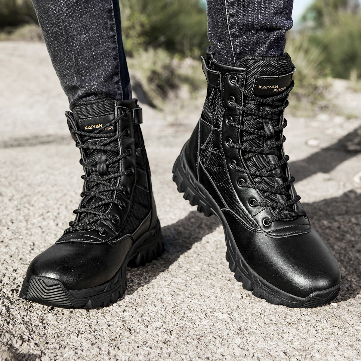 

Men Army Shoes Male Military Outdoor Tactical Boots Unisex High Quality Waterproof Women Rapid Response Lace Up Safety Anti-Slip