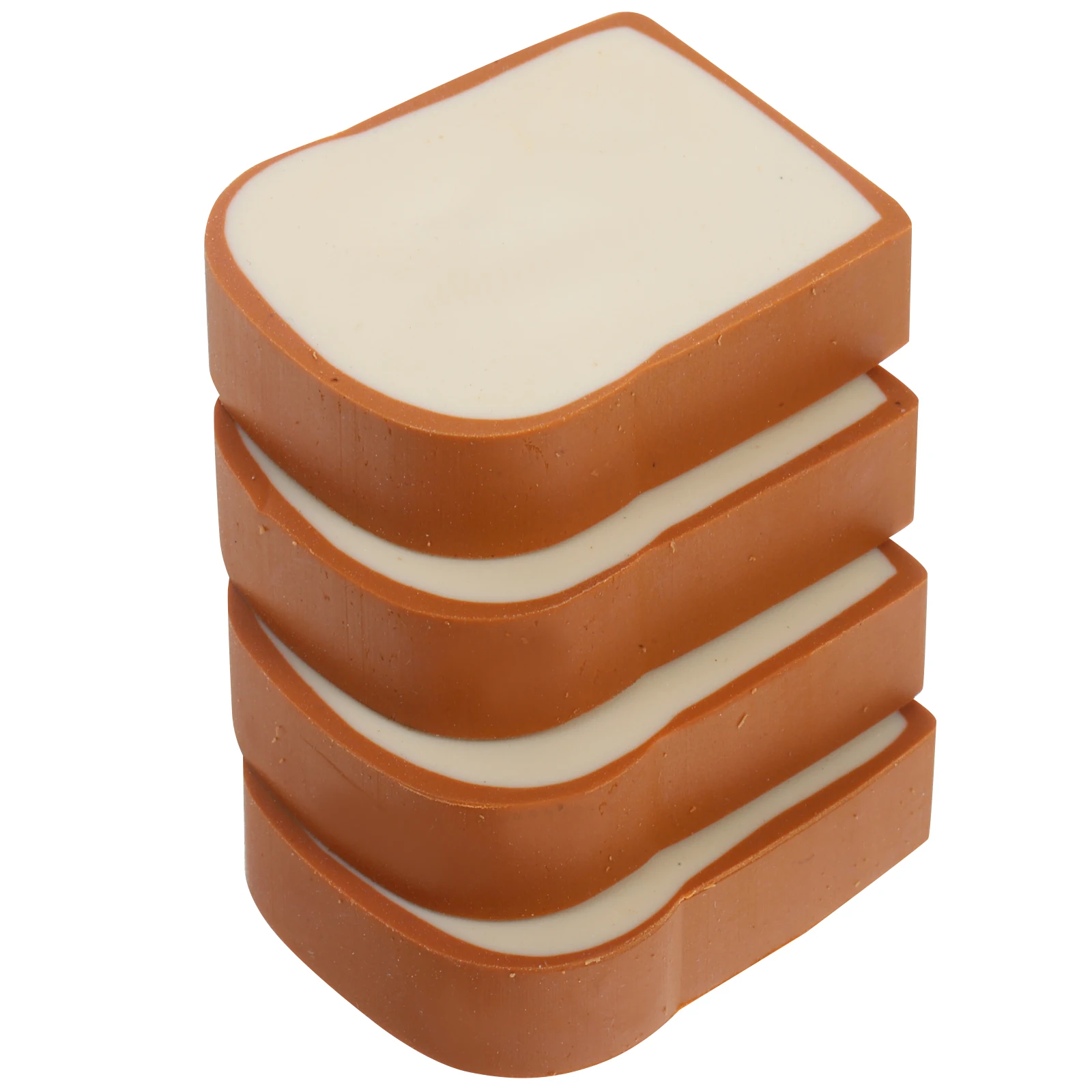 

4 Pcs Creative Bread Eraser Cute TPR Safe Stationery Kids Cartoon Food Model Portable Toast Office Party Decorations
