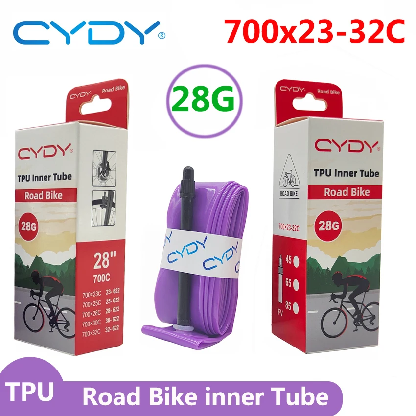 28g CYDY Rower szosowy TPU Dętka 700x23C 25C 26C 27C 28C 30C 32C Opony rowerowe Opona kamery 700C pneu aro French Valve