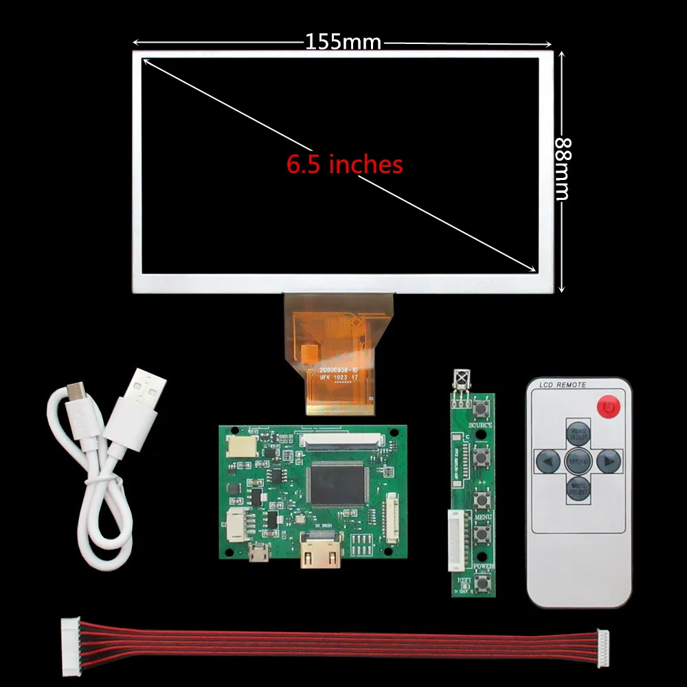 Imagem -02 - Polegada 800*480 Tela Lcd Monitor Driver Placa de Controle Hdmi-compatível para Lattepanda Raspberry pi Banana pi pc 6.5