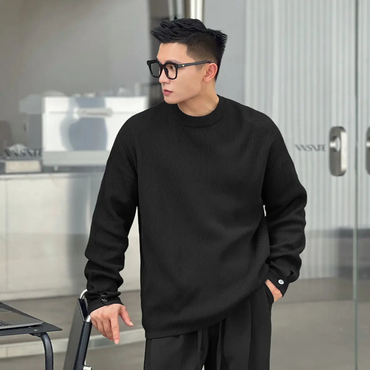 

Bla Lazy Sle круглый Ne Трикотаж для мужчин Осень Зима Корейский Sle Cleanfit Базовый слой Внутренняя одежда Повседневная мода Полиэстер F...