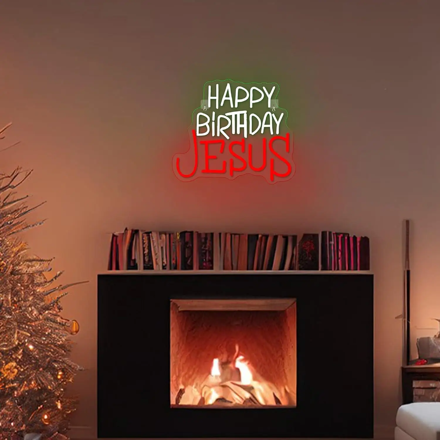 Happy Birthday Jesus Neon Sign USB Dimmable LED Light For Church Living Room Holiday Party Religious Ceremony Wall Decor Gifts