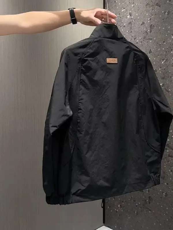 

Sli Slim Fit Stand Collar Pure Color Jaet Trendy Casual Outerwear for Men And Women Faionable All Seasons Jaet