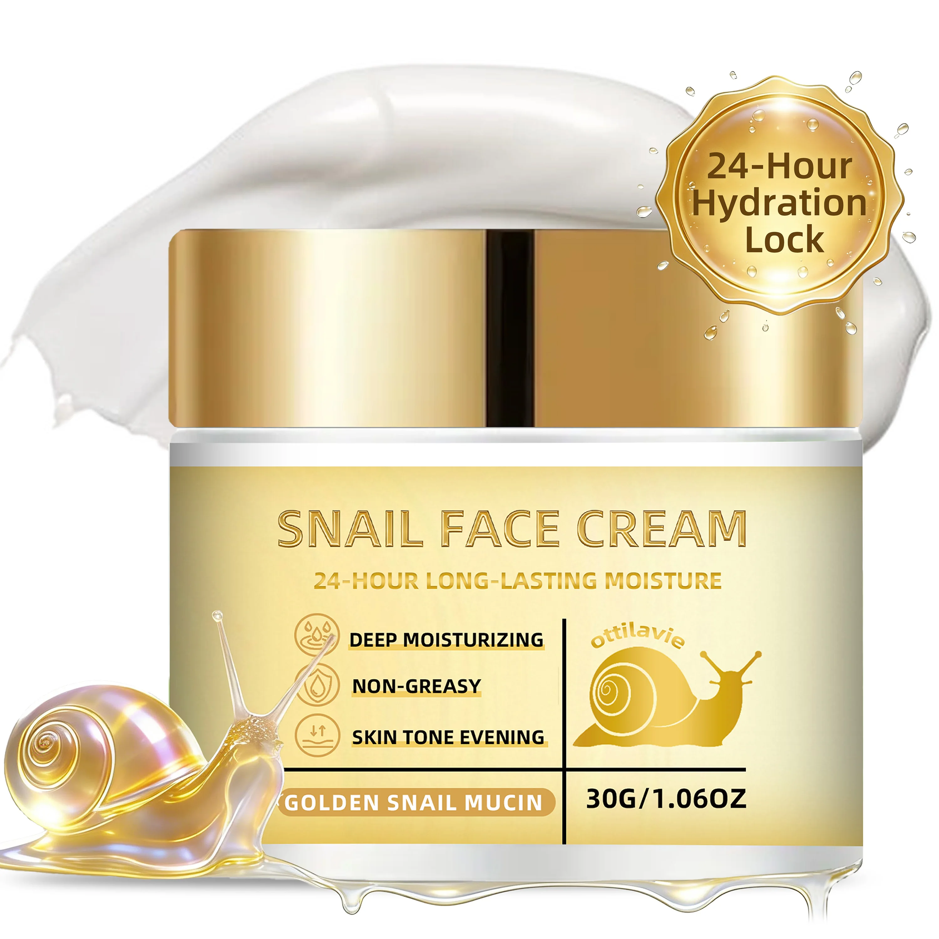 Ottilavie Snail Face Cream: Fast-absorbing, Non-greasy Moisturizer for All Skin Types. Provides Deep Hydration & Nourishment.