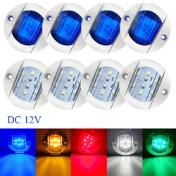 Luz LED de popa redonda, lámpara trasera blanca fría, accesorio para yate, azul, amarillo, verde y rojo, 4 piezas, 12V