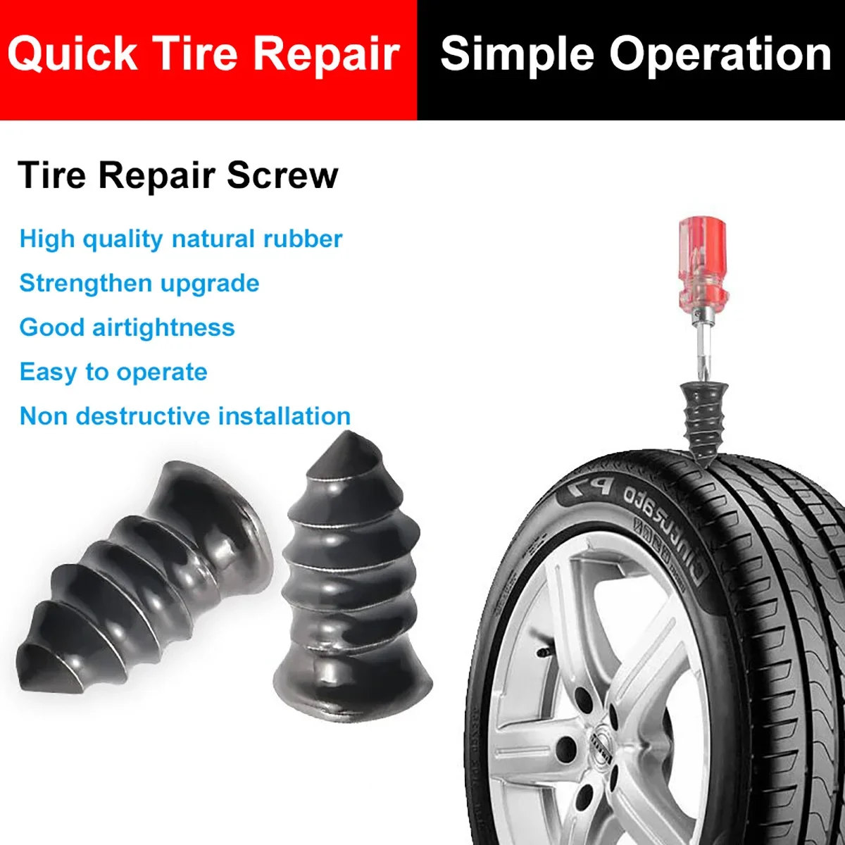 Vacuum Car Motorcycle Tyre Repair Rubber Nail Set Universal Tire Screw Tubeless Repair Tools Accessories Kit DIY Self-Service