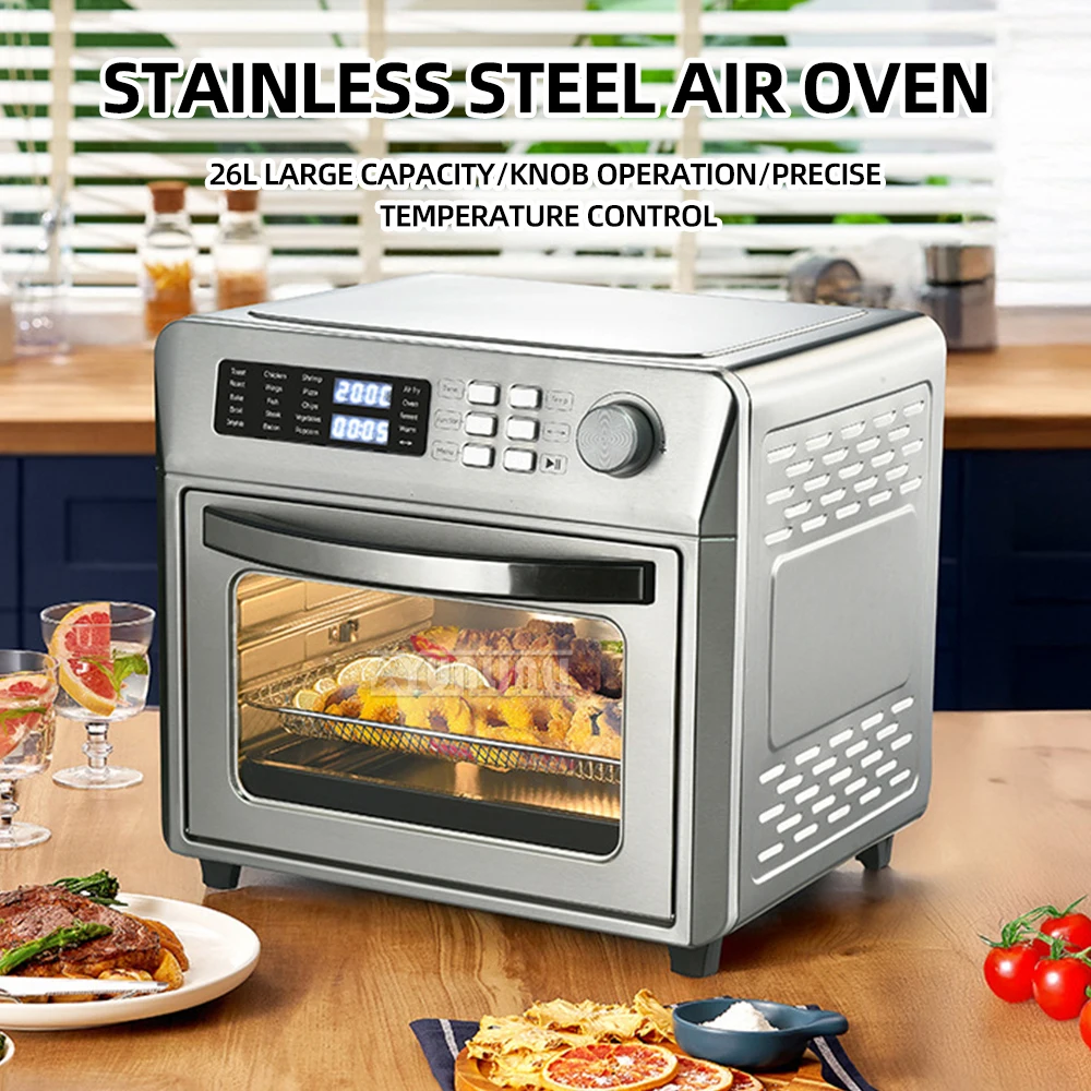 26DK أجهزة المطبخ المنزلية مقلاة هوائية خالية من الزيت سعة 26 لتر فرن من الفولاذ المقاوم للصدأ بسعة كبيرة