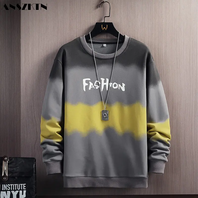 ANSZKTN Autumn new men's leisure everything handsome long-sleeved T-shirt crewneck hoodie