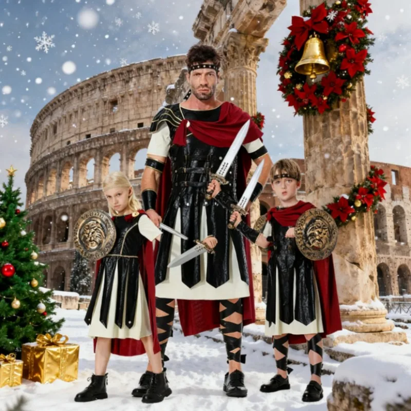 Disfraz de guerrero espartano, traje de batalla de gladiador romano, conjunto de armadura de cuero con casco para recreación histórica