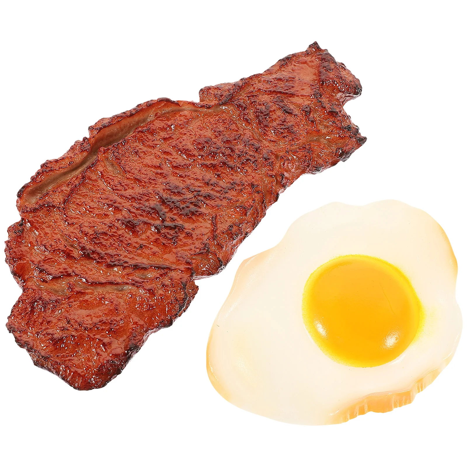 2 Pcs Simulation Steak Fake Food Toy Lifelike Poached Model Fried Eggs Pvc Kids Plaything Child Artificial