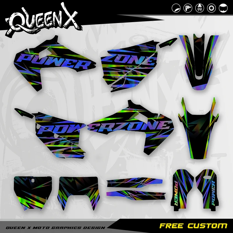 

QUEEN X MOTO Holographic Graphics Background Decal Stickers For Husqvarna 2019 2020 2021 TC FC TX FX 2020 2021 2022 2023 TE FE