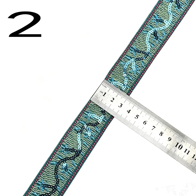 Sequin Embroidered Barcode Lace Trim, Ethnic Jacquard Webbing Belt for Costume Dress,Decorative Tape for DIY Sewing Supplies
