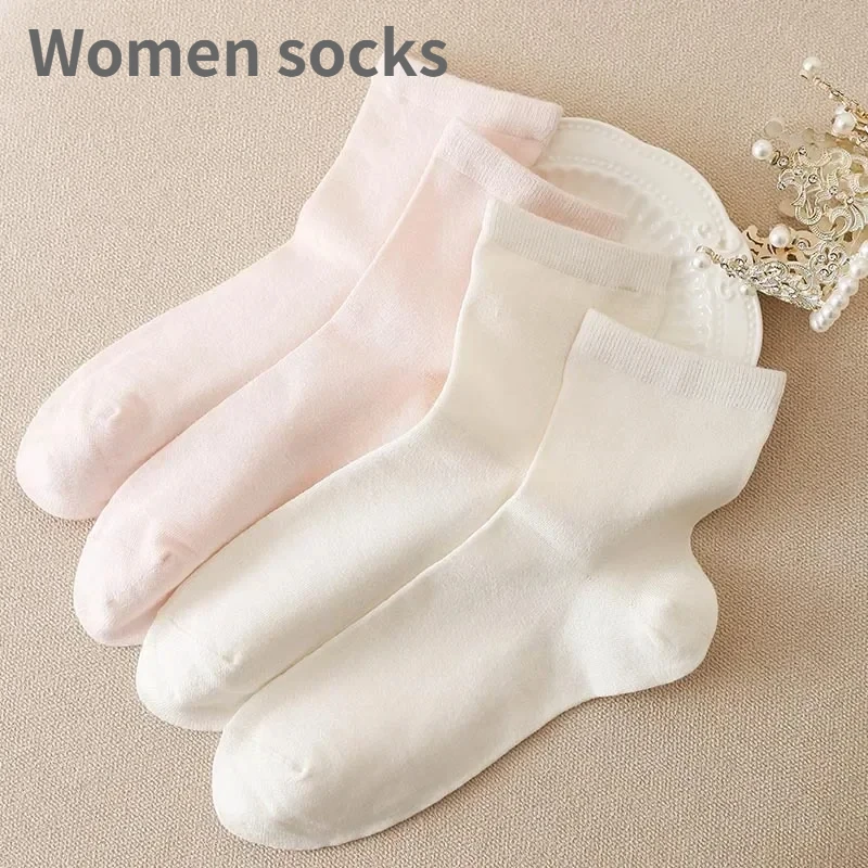 Women\'s Mulberry Silk Thin Anti-odor Breathable Sweat-absorbent Anti-friction Solid Low-top Medium Length Socks