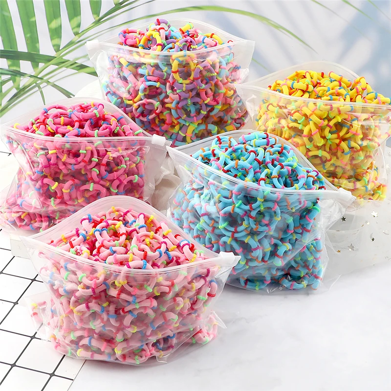 50/100PCS Cute Children Hair Bands Colorful Sweet Hair Tie For Girls Kids Elastic Headband Ponytail Holder Hair Accessories Gift