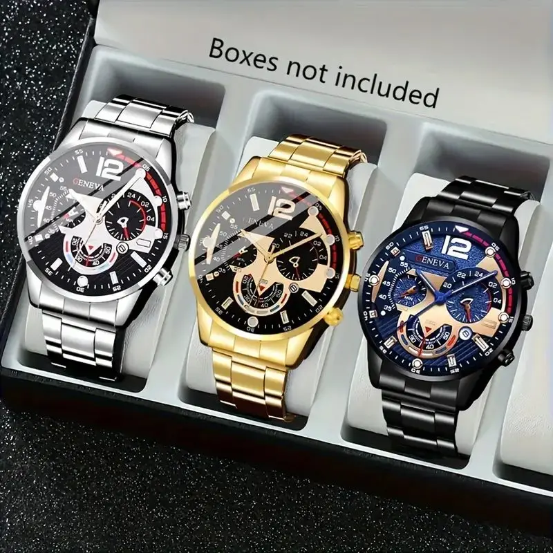 3pcs/set Fashionable, Elegant and Avant-garde Quartz Watches, Ideal Gift for Valentine's Day, Father's Day, Birthdays(No Box)