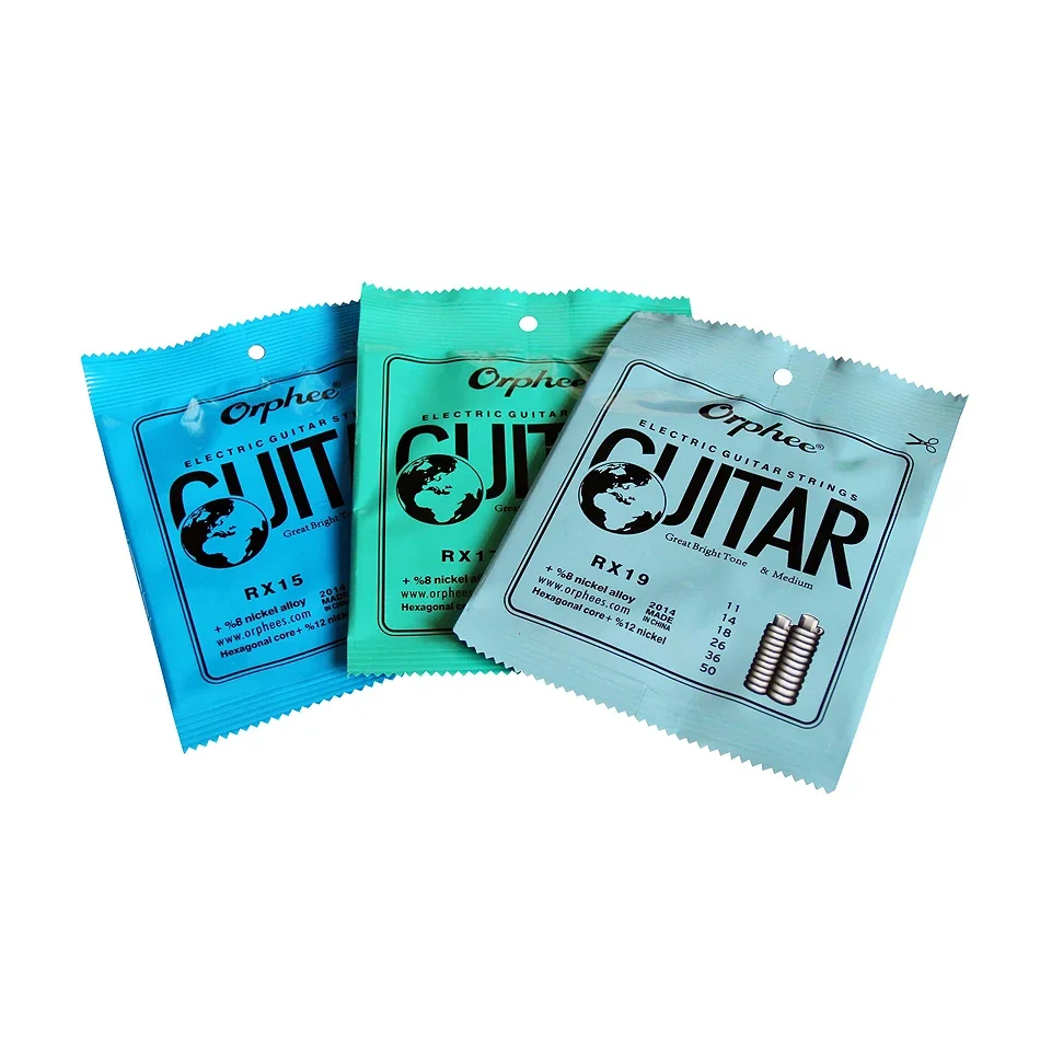 Orphee Electric Guitar Strings Set Hexagonal Core Nickel Plated Alloy Super Light/Light/Medium Practice Use Strings