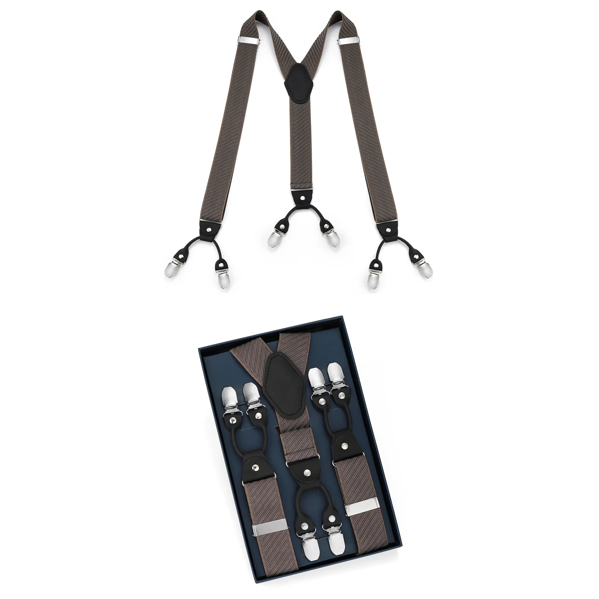 Британский ретро-стиль цвета хаки из саржи, мужской костюмный костюм с шестью зажимами, аксессуар для брюк, нескользящие подтяжки.