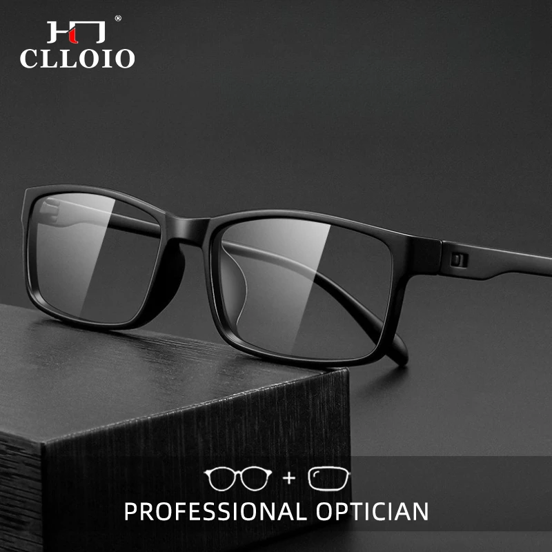 

CLLOIO Fashion Minimalist Rectangle Reading Glasses TR90 Frame Titanium Temple Anti Blue Light Progressive Prescription Eyewear