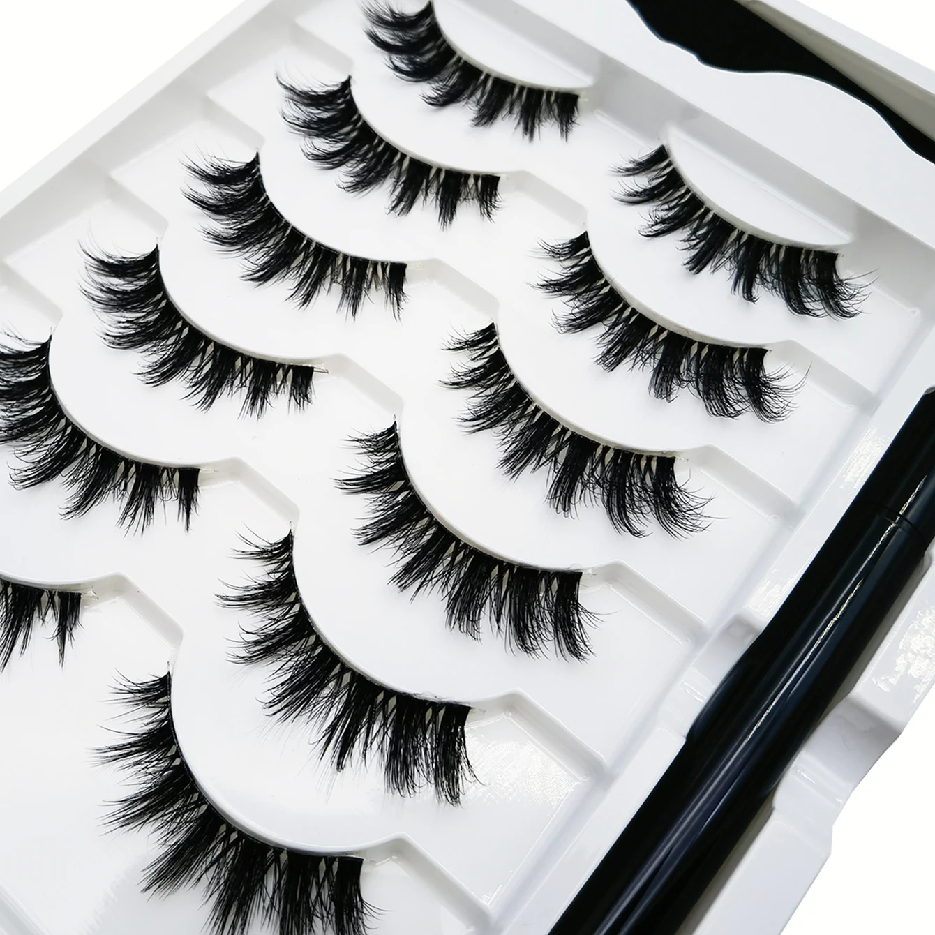 قلم كحل مغناطيسي ذو جذع شفاف ، رموش صناعية ، تجعيد سميك وطبيعي ، قلم كحل لاصق ، لا يتسرب ، 6 أزواج #6